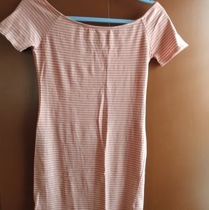 Peach and white striped mini dress